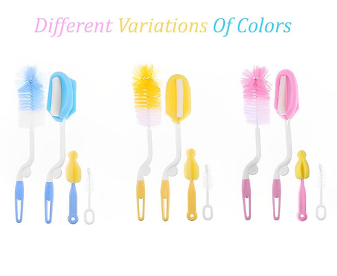 Syga Baby Milk Bottle Nipple Straw Brush Sponge Nylon Cleaning Brush Cleaner Bottle Tong Set