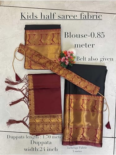 Vasthrlay South Indian Traditional Unstitched Half Saree For Girls