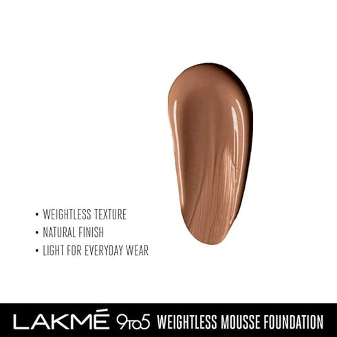 Lakme 9To5 Weightless Mousse Foundation | Warm Mocha