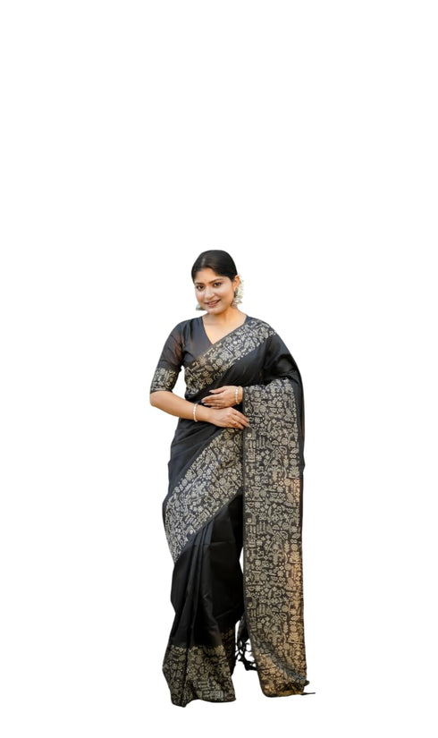 Vasthrlay Tussar Kalamkari Geometric Floral Design