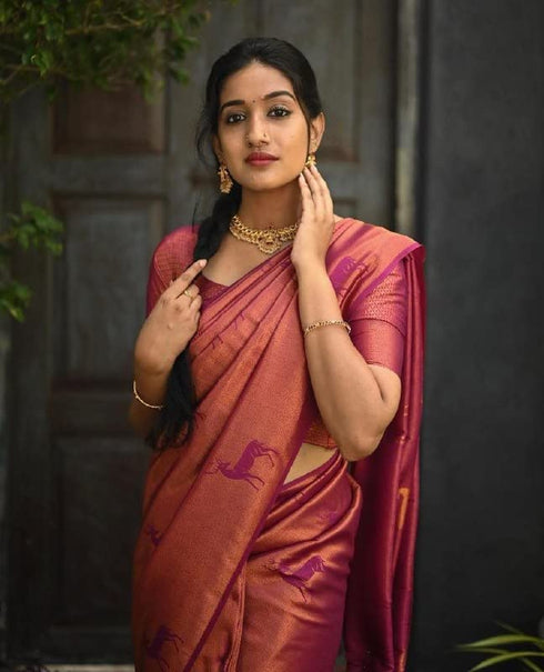 Vasthrlay Purple Banarasi Saree