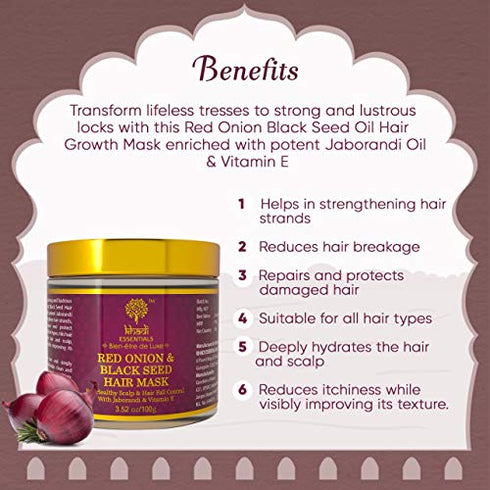 Khadi Essentials Advanced Red Onion Black Seed Oil with Jaborandi for Hair Fall Control Hair Mask 100gm