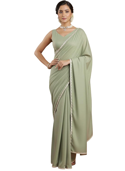 Vasthrlay Pink Border Unstitched Saree