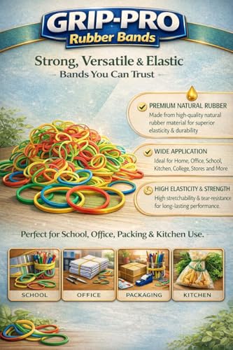 GRIP-PRO Multipurpose Rubber Bands 0.5 Inch | Pack of 2 Jars 200g