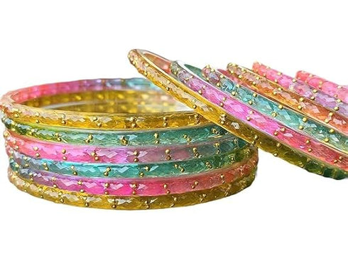 JPS Viral Kashmiri Ghungroo Gold-Plated Glass Bangles Set