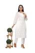 Vasthrlay Women's Chikan Computer Embroidery White Pure Cotton Straight Kurta