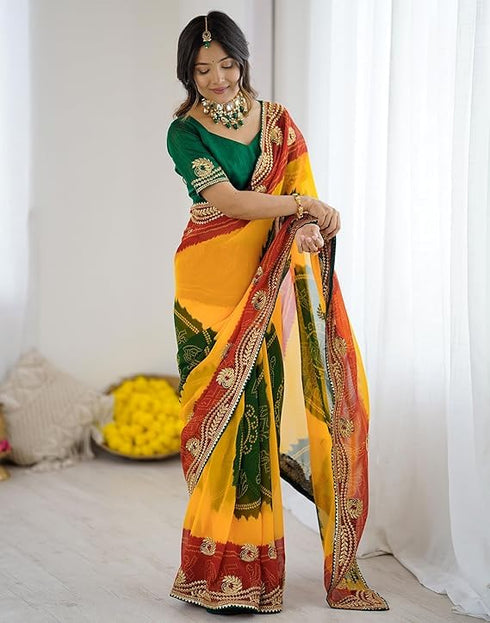 Vasthrlay Georgette Bandhani Embroidery