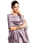 Vasthrlay Womens Kanjivaram Unstitched Dusty Pink Saree