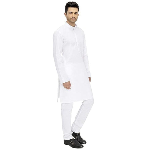 Vasthrlay Men's White Cotton Kurta Pyjama for Festive