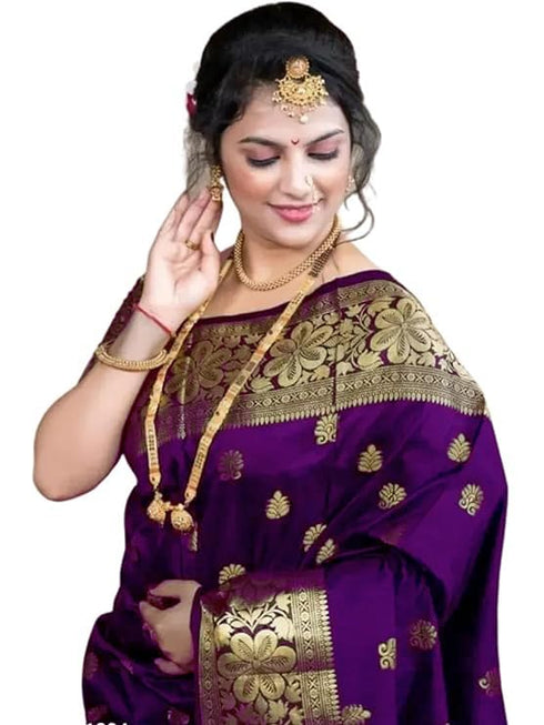 Vasthrlay Banarasi Kanjivaram Kanchipuram Wedding Saree With Blouse Piece