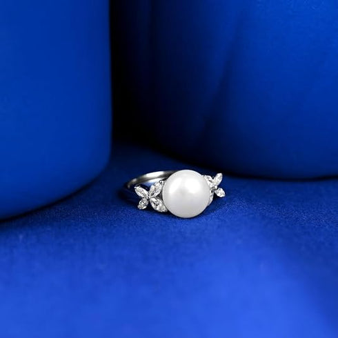 Clara 925 Sterling Silver Real Pearl Pendant Ring