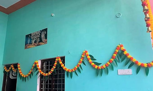 SPHINX Artificial Marigold &Mango Leaves Simple Door-Window toran/Door hangings/Festive Decorations