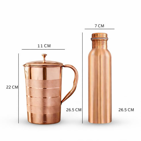 2 Litre Copper Jug & 1 Litre Bottle