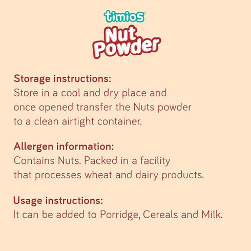 Timios 100% Organic Nut Powder Sweetened with Jaggery & Date Powder