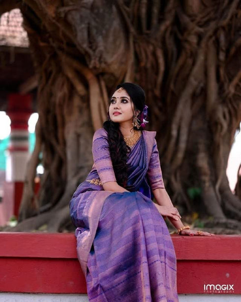 Vasthrlay Purple Banarasi Saree