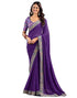 Vasthrlay Georgette Embroidery Violet Saree With Unstitched Blouse Piece