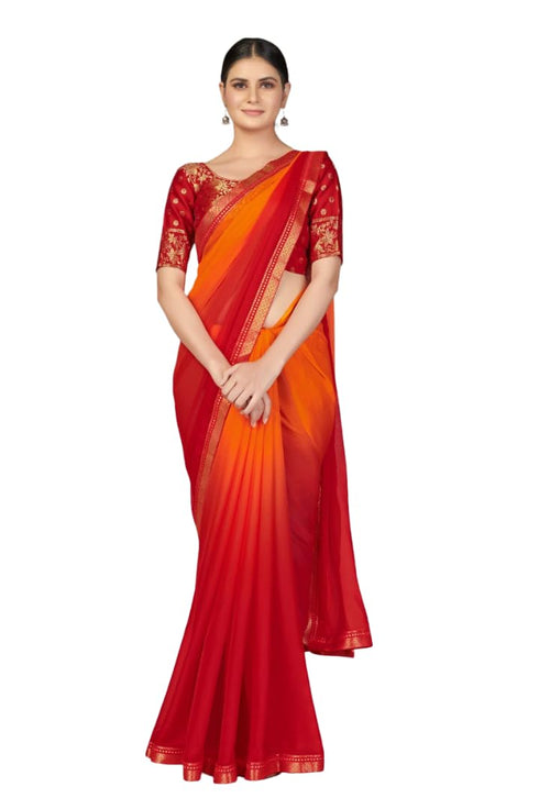 Vasthrlay Two Tone Georgette Turquoise Embroidered