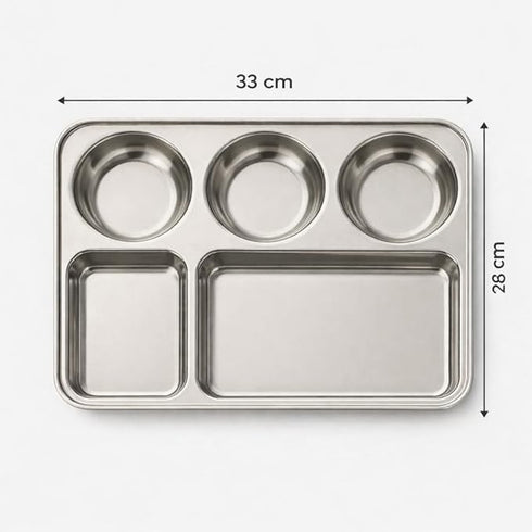Stainless Steel 6 Compartment Plate Set of 6