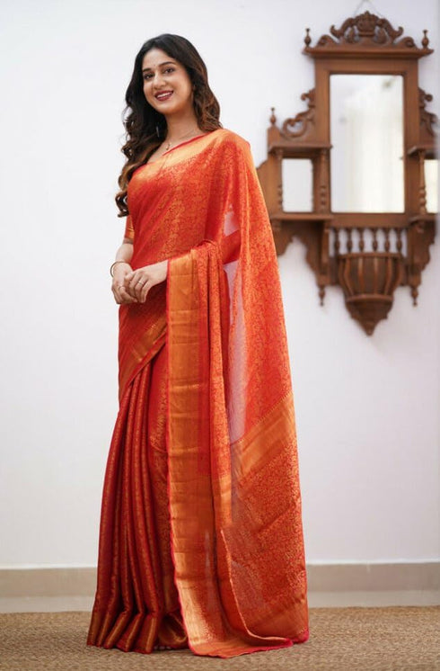 Vasthrlay Kanjivaram Unstitched Saree