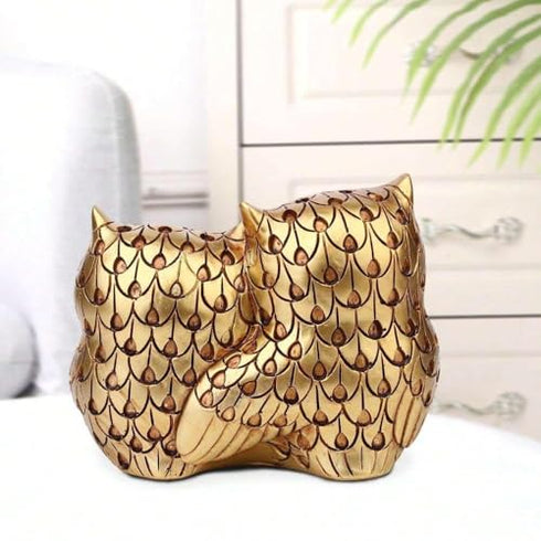 Owl Statue for Good Luck & Wisdom | Antique Multicolour Owl Showpiece