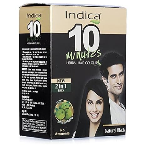 Indica 10 Minutes Natural Black Herbal Hair Colour Powder