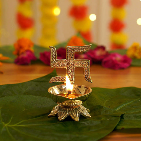 Swastik Brass Diya