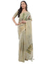 Vasthrlay Green Floral And Solid Design Polyester Saree With Unstitched Blouse Piece