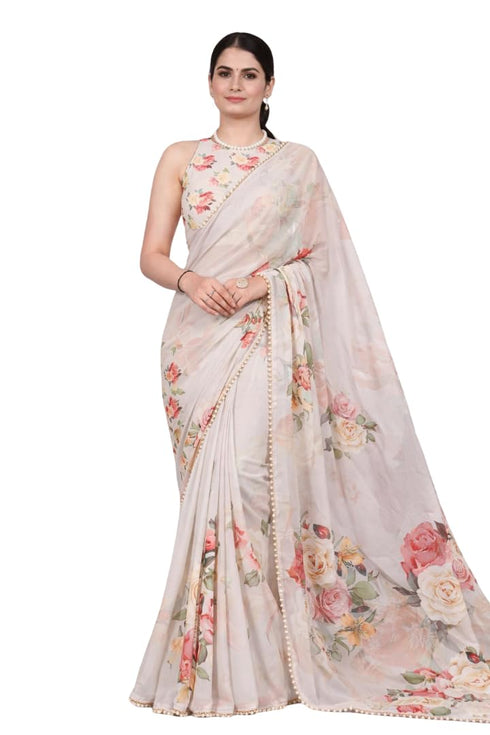 Vasthrlay Georgette Detailing Lightweight Breathable