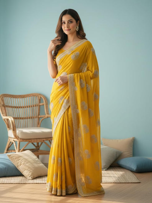 Vasthrlay Georgette Traditional Az Ys Pehenva Brown Rr Ethnic Wear