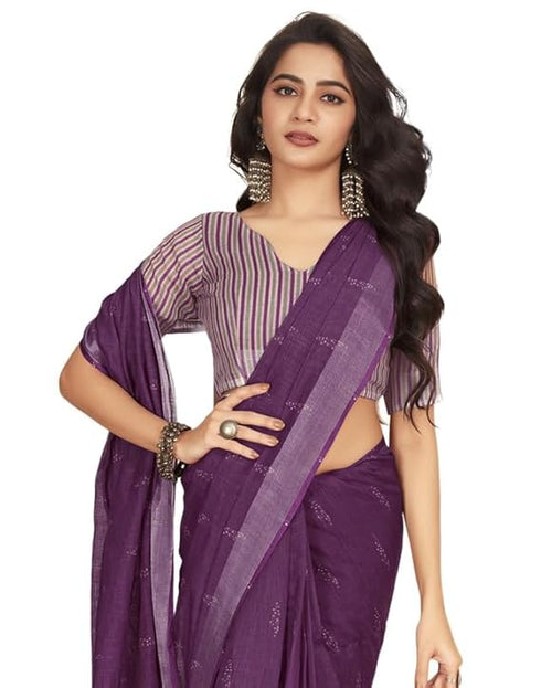 Vasthrlay Printed Pleated Unstitched White Saree