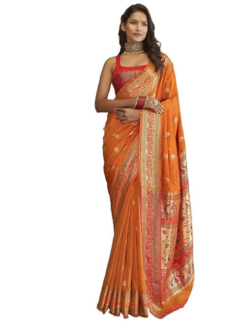 Vasthrlay Paithani Jacquard Unstitched Pink Saree