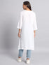Vasthrlay Women's Solid White Cotton Blend Straight Kurta