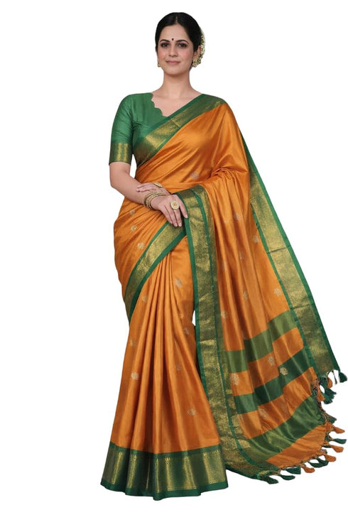 Vasthrlay Traditional Matching Unstitched Orangeblack