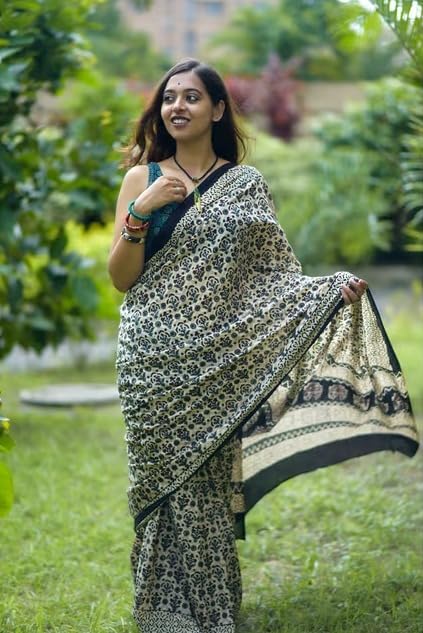 Vasthrlay Women's Cotton Kalamkari Wedding Saree With Blouse Piece