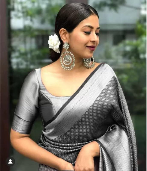 Vasthrlay Black Banarasi Saree
