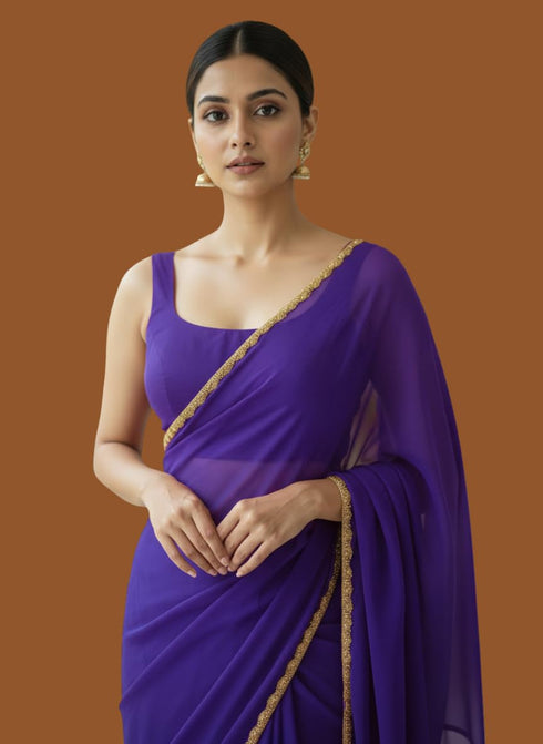 Vasthrlay Orange Decorative Unstitched Saree