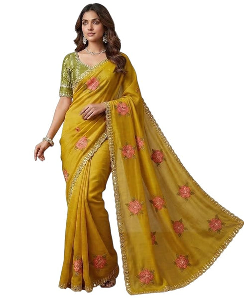 Vasthrlay Organza Embroidery Saree