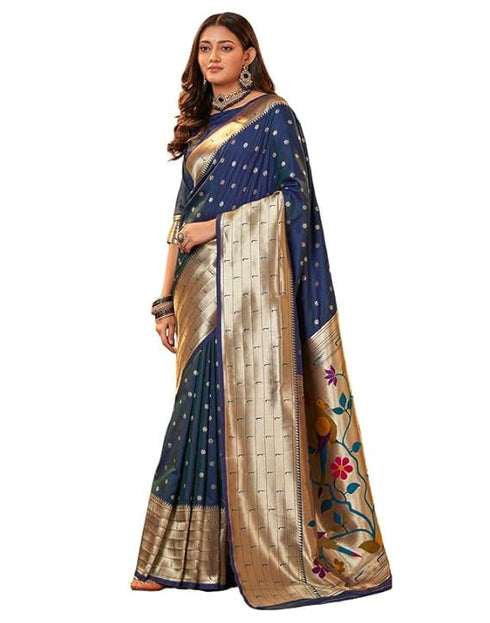 Vasthrlay Paithani Jacquard Unstitched Red Saree