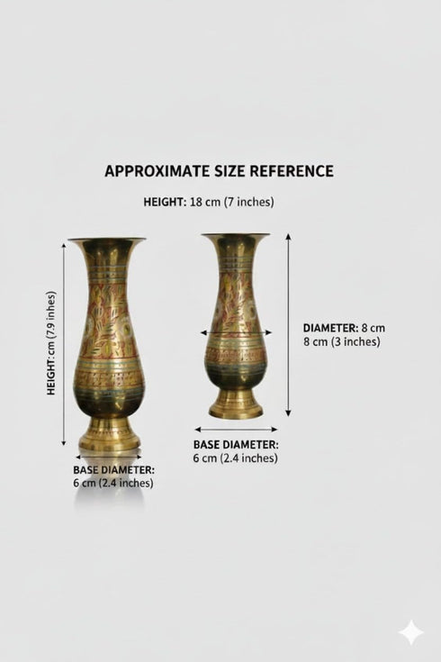 Brass Peacock Engraved Flower Vase 18 cm