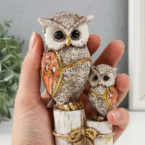 Owl Statue for Good Luck & Wisdom | Antique Multicolour Owl Showpiece for Home Decor & Office Desk