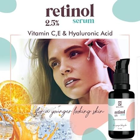 ROYAL NEEDS Retinol 2.5% Serum With Vit C & E, Hyaluronic