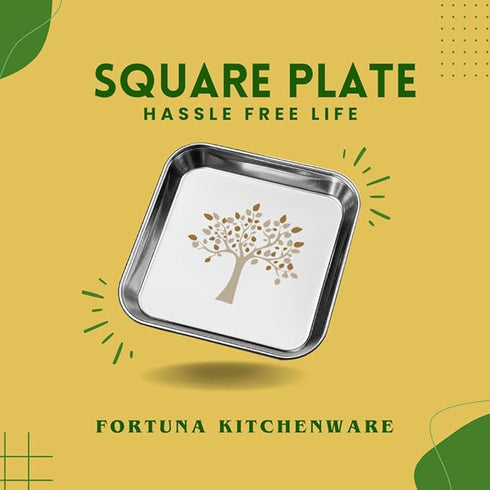 Stainless Steel Square Plate Set of 6