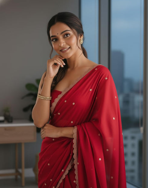 Vasthrlay Rangoli Traditional Az Ys Pranavi Red Ethnic Wear