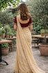 Vasthrlay Designer Georgette Embroidered Cream Saree With Heavy Sequins Border