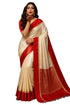 Vasthrlay Red Cream Bengali Gorod Sarees For Women Durga Puja Garad Silk Banarasi Kanjivaram Goroder Lal Border Sari