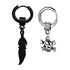 M Men Style Feather Ring Long Chain With Gothic Skeleton Head