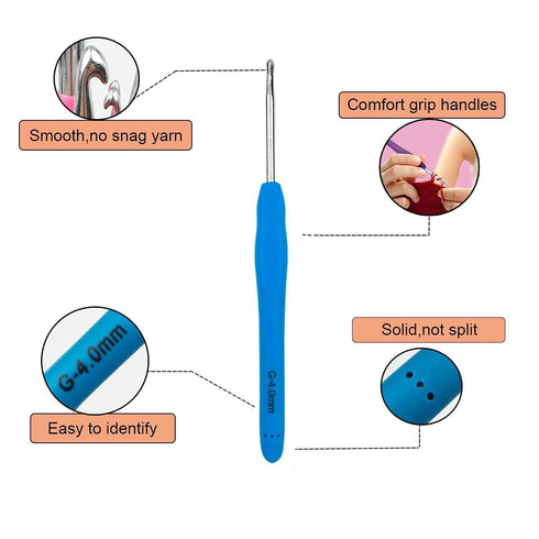 9 PCS Crochet Hooks, Ergonomic Handle Crochet Hooks Set for Arthritic Hands