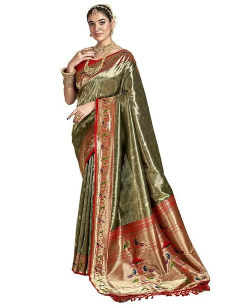 Vasthrlay Paithani Jacquard Unstitched Pink Saree