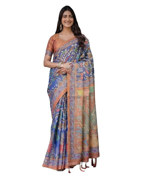 Vasthrlay Printed Handloom Contrast Unstitched