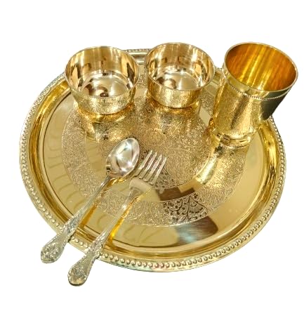 Brass Luxury Embossed Dinner THALI Set